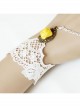 Fashion Casual Elegant Bride Bridesmaid White Lace Yellow Rose Flower Female Bracelet With Ring One Chain