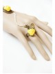 Fashion Casual Elegant Bride Bridesmaid White Lace Yellow Rose Flower Female Bracelet With Ring One Chain