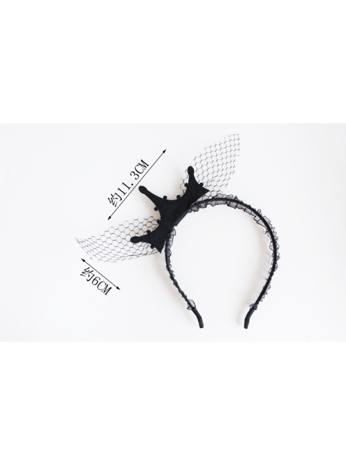 Fashion Retro Black Net Yarn King Crown Stage Party Halloween Christmas Female Headband
