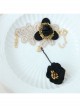 Gothic Retro Black Flower Fashion Golden Lace Female Bracelet With Ring One Chain