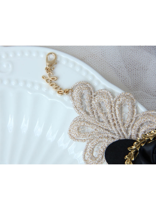 Gothic Retro Black Flower Fashion Golden Lace Female Bracelet With Ring One Chain