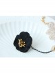 Gothic Retro Black Flower Fashion Golden Lace Female Bracelet With Ring One Chain