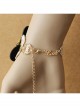 Gothic Retro Black Flower Fashion Golden Lace Female Bracelet With Ring One Chain
