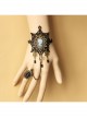 Fashion Christmas Snowflake Beauty Head Handmade Retro Black Lace Female Bracelet With Ring One Chain
