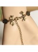 Fashion Christmas Snowflake Beauty Head Handmade Retro Black Lace Female Bracelet With Ring One Chain