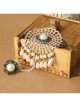 Fashion Retro Love White Pearl Golden Lace Female Bracelet With Ring One Chain