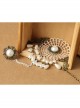 Fashion Retro Love White Pearl Golden Lace Female Bracelet With Ring One Chain