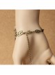 Fashion Retro Love White Pearl Golden Lace Female Bracelet With Ring One Chain