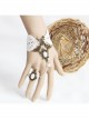 Fashion Retro Bride Bridesmaid Wedding White Lace Pearl Female Bracelet With Ring One Chain