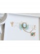 Fashion Sweet Beauty Head Retro Green Bowknot White Lace Female Bracelet With Ring One Chain