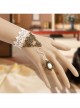 Fashion Elegant Lolita White Lace Retro Pearl Female Band Ring Bracelet