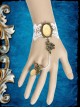 Fashion Retro Elegant Bride White Lace Handmade Female Bracelet With Ring One Chain