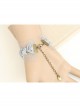 Fashion Cute Elegant Pony House Grey Rose Flower Lace Female With Ring Bracelet