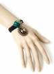 Retro Fashion Leopard Print Female Dark Green Rose Black Braided Bracelet