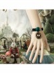 Retro Fashion Leopard Print Female Dark Green Rose Black Braided Bracelet