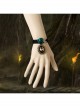 Retro Fashion Leopard Print Female Dark Green Rose Black Braided Bracelet