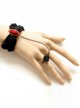Retro Black Rose Flower Lace Ruby Gothic Fashion Female Bracelet With Ring One Chain