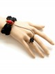 Retro Black Rose Flower Lace Ruby Gothic Fashion Female Bracelet With Ring One Chain