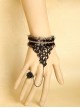 Retro Gothic Fashion Elegant Black Lace Rose Flower Female With Ring Bracelet