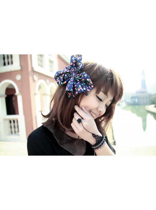 Retro Gothic Fashion Elegant Black Lace Rose Flower Female With Ring Bracelet
