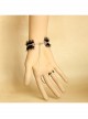 Retro Gothic Fashion Elegant Black Lace Rose Flower Female With Ring Bracelet