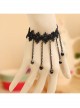 Gothic Punk Fashion Black Tassel Man-made Crystal Retro Lace Female Bracelet