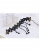 Gothic Punk Fashion Black Tassel Man-made Crystal Retro Lace Female Bracelet