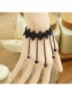 Gothic Punk Fashion Black Tassel Man-made Crystal Retro Lace Female Bracelet