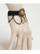 Gothic Fashion Handmade Artificial Crystal Retro Black Braided Female Bracelet With Ring One Chain