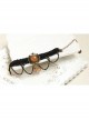 Gothic Fashion Handmade Artificial Crystal Retro Black Braided Female Bracelet With Ring One Chain