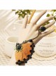 Retro Fashion Exaggerated Brown Felt Black Lace Female Bracelet With Ring One Chain
