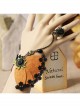 Retro Fashion Exaggerated Brown Felt Black Lace Female Bracelet With Ring One Chain