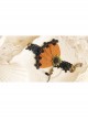 Retro Fashion Exaggerated Brown Felt Black Lace Female Bracelet With Ring One Chain