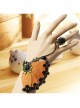 Retro Fashion Exaggerated Brown Felt Black Lace Female Bracelet With Ring One Chain