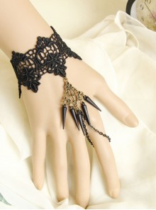 Gothic Retro Fashion Black Lace Spikes Party Prom Female Bracelet