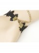 Retro Fashion Personality Halloween Black Lace Dark Green Orange Flower Female Bracelet With Ring One Chain
