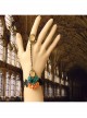 Retro Fashion Personality Halloween Black Lace Dark Green Orange Flower Female Bracelet With Ring One Chain