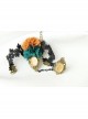 Retro Fashion Personality Halloween Black Lace Dark Green Orange Flower Female Bracelet With Ring One Chain