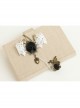 Gothic Fashion Loli Retro Love Heart Black Rose White Lace Female Bracelet With Ring One Chain