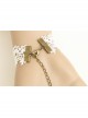 Gothic Fashion Loli Retro Love Heart Black Rose White Lace Female Bracelet With Ring One Chain