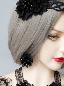 Baroque Retro Black Alloy Handmade Beaded Gothic Halloween Female Earrings