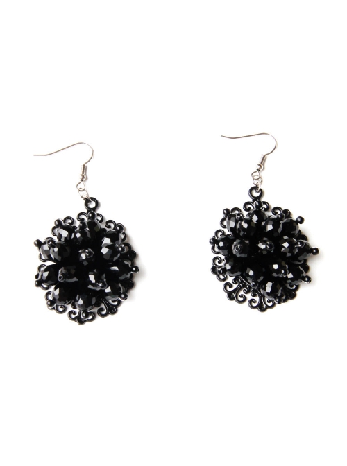 Baroque Retro Black Alloy Handmade Beaded Gothic Halloween Female Earrings