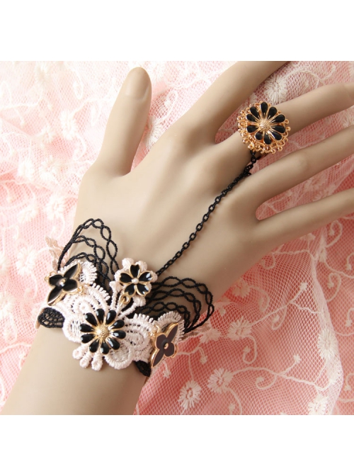 Gothic Jewelry Set Vintage Lace Choker Necklace Ring Hand Bracelet Drop  Earrings - Walmart.com