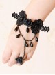 Gothic Retro Fashion Black Lace Rose Flower Pearl Female With Ring Bracelet