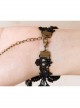 Gothic Retro Fashion Black Lace Rose Flower Pearl Female With Ring Bracelet