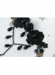 Gothic Retro Fashion Black Lace Rose Flower Pearl Female With Ring Bracelet