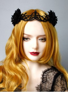 Victorian Fashion Retro Gothic Grim Reaper Black Halloween Queen Witch Crown Hairband