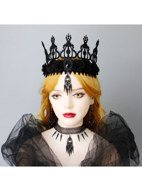 Retro Fashion Halloween Prom Vampire Steam Punk Gothic Black Mesh Spikes Female Choker