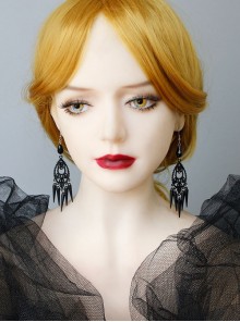 Retro Fashion Grim Reaper Cosplay Steam Punk Goth Queen Halloween Prom Black Spike Earrings