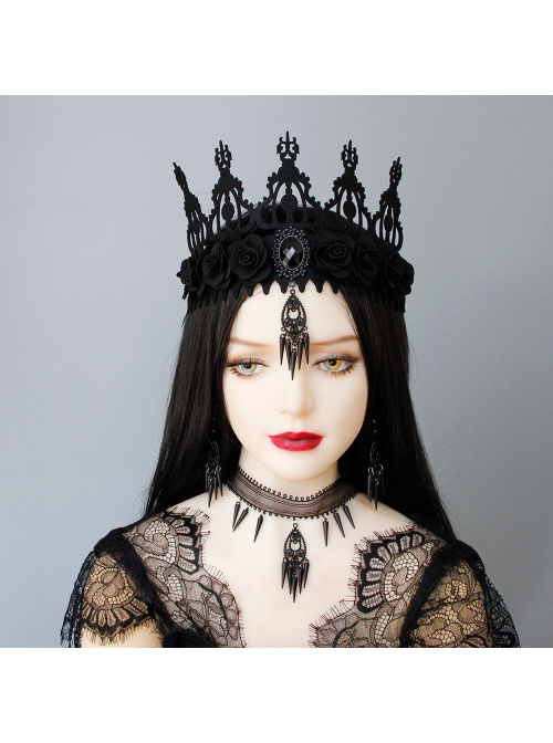 Retro Fashion Grim Reaper Cosplay Steam Punk Goth Queen Halloween Prom Black Spike Earrings